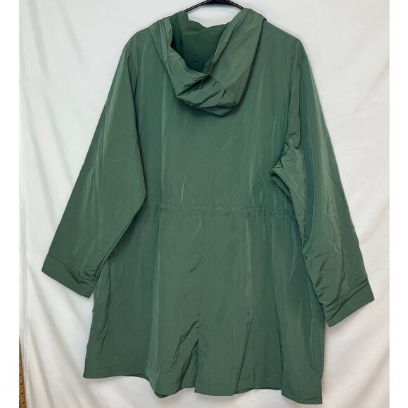 Susan Graver Women’s 2X Green Long Sleeve Button Front Anorak Long Coat Jacket - Picture 2 of 9